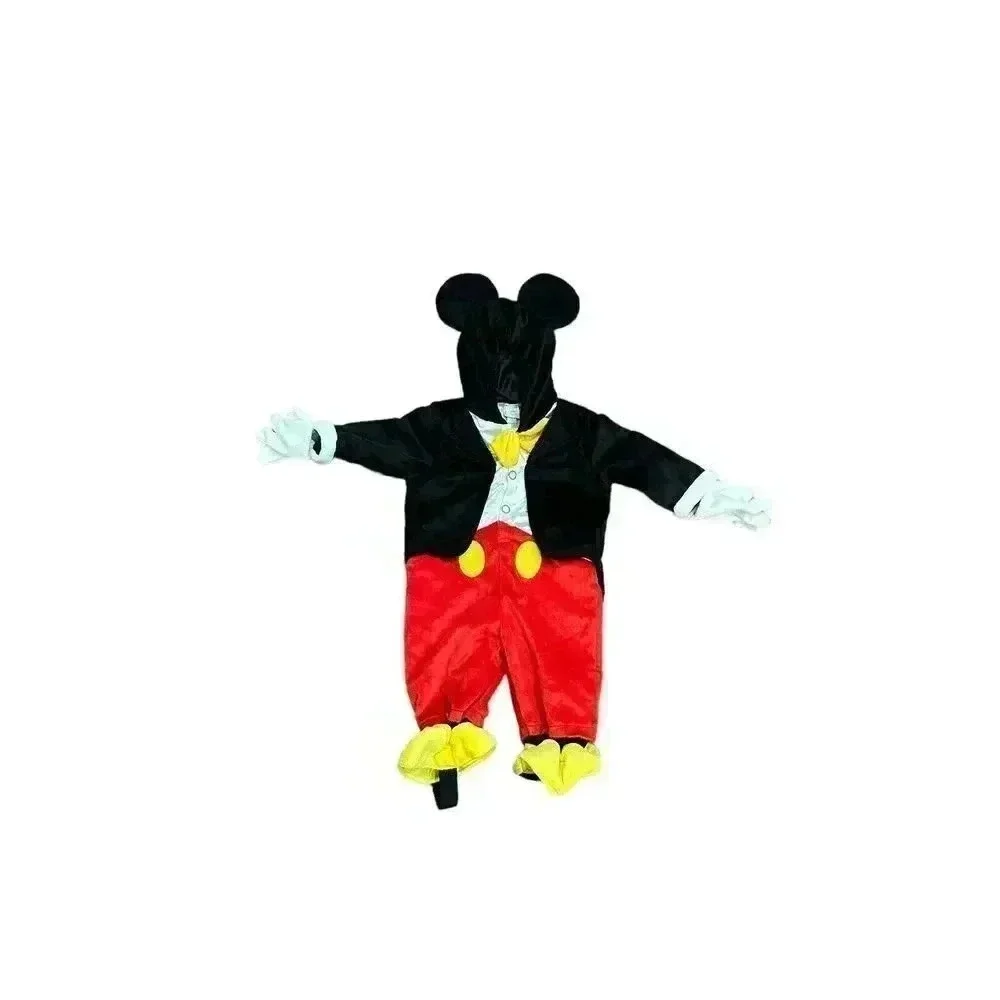 Disney Jr Mickey Mouse Costume Plush Hooded Tuxedo Jumpsuit 6-9 months